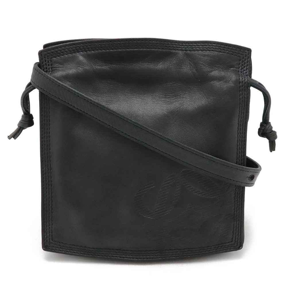 Loewe Anagram Shoulder Bag Pochette Nappa Leather Black Navy Blue